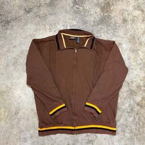 Route 66 vintage retro zip-up warm up jacket brown and yellow size large